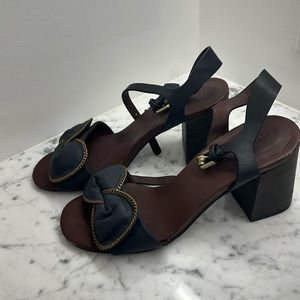 See By Chloe block heal gold zipper shoe navy 6.5 never worn